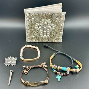 Lot Christian Religious Catholic Faith Mix Three Bracelets Notebook Magnet